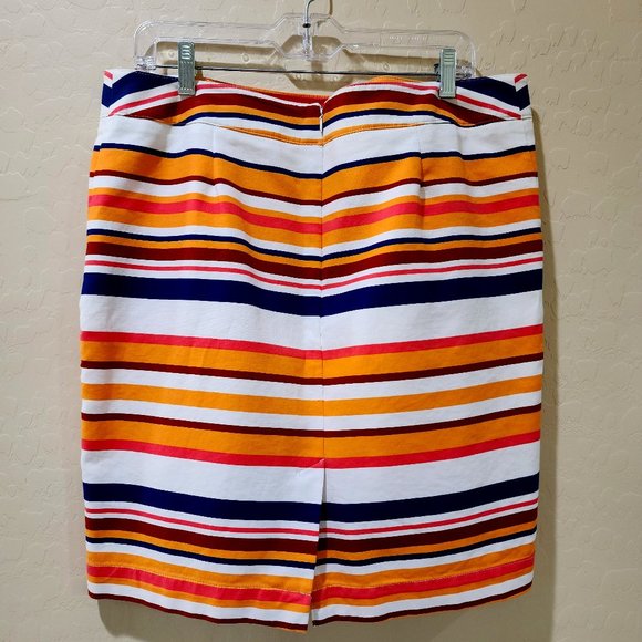 Women's Colorful Stripe Side Pockets Fully Lined Size 16 Skirt Nautical Summer - Picture 4 of 9